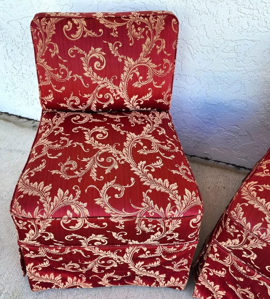 Vintage Fleur De Lys Slipper Chairs Pair