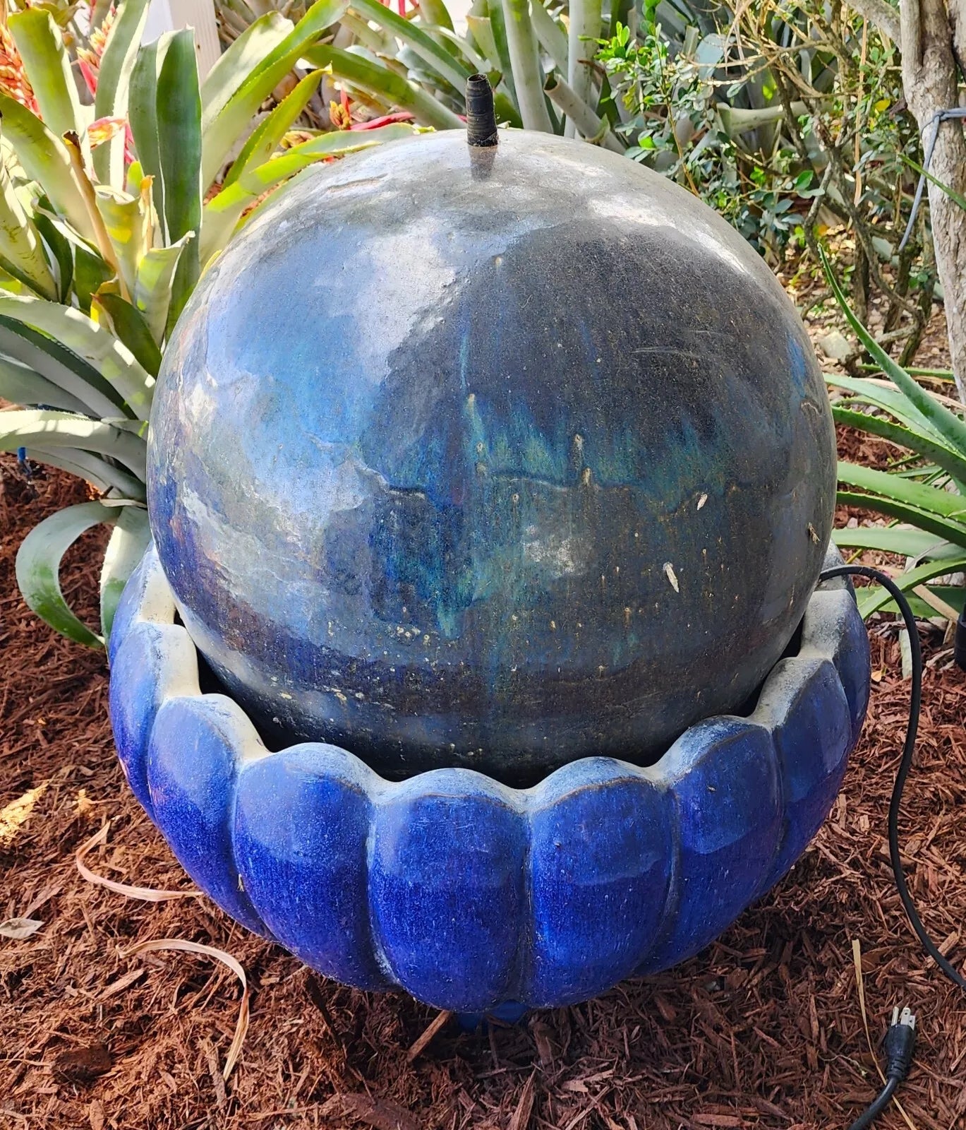 Huge Vintage Ceramic Ball Water Fountain