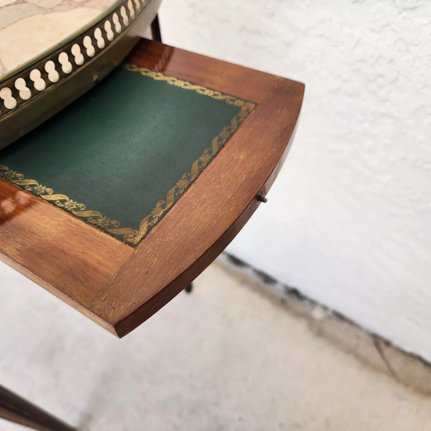 FRENCH BOUILLOTTE TABLES WITH BRECHE D'ALEP MARBLE TOPS Pair