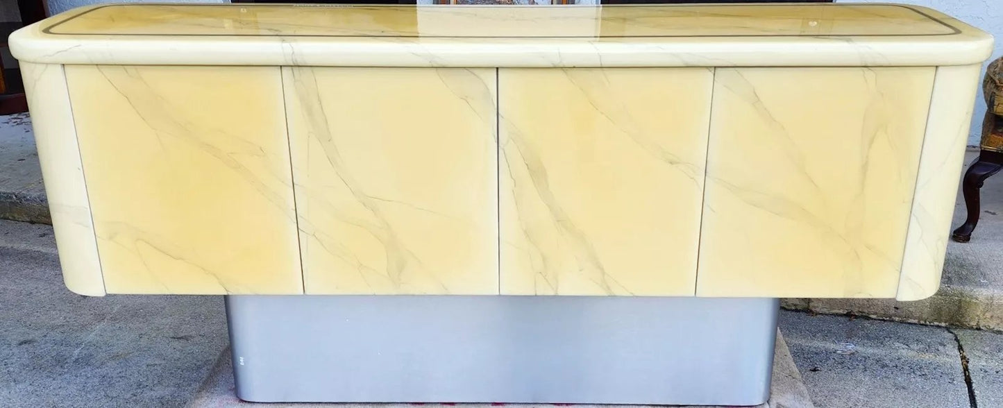 Faux Goatskin Buffet Sideboard Vintage