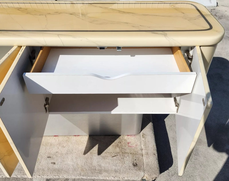 Faux Goatskin Buffet Sideboard Vintage