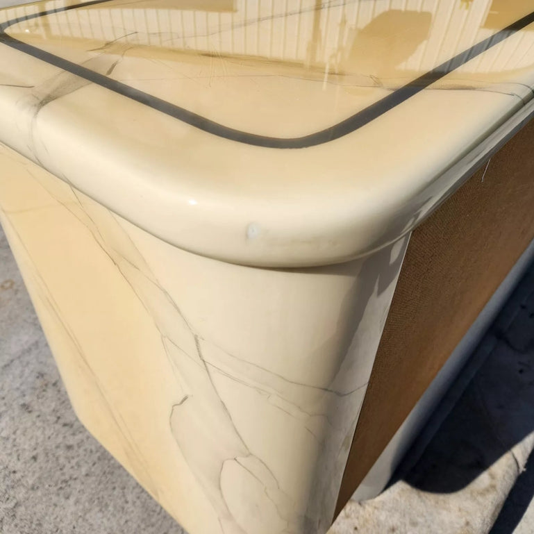 Faux Goatskin Buffet Sideboard Vintage