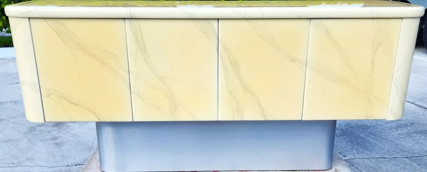 Faux Goatskin Buffet Sideboard Vintage
