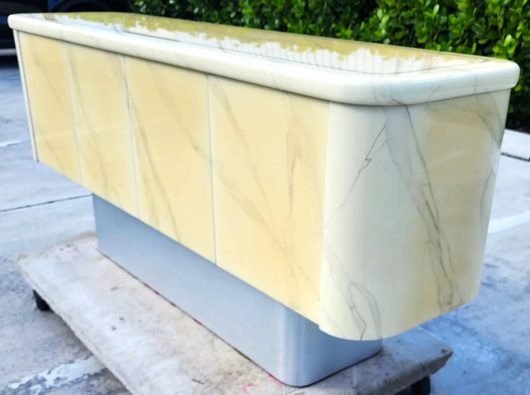 Faux Goatskin Buffet Sideboard Vintage