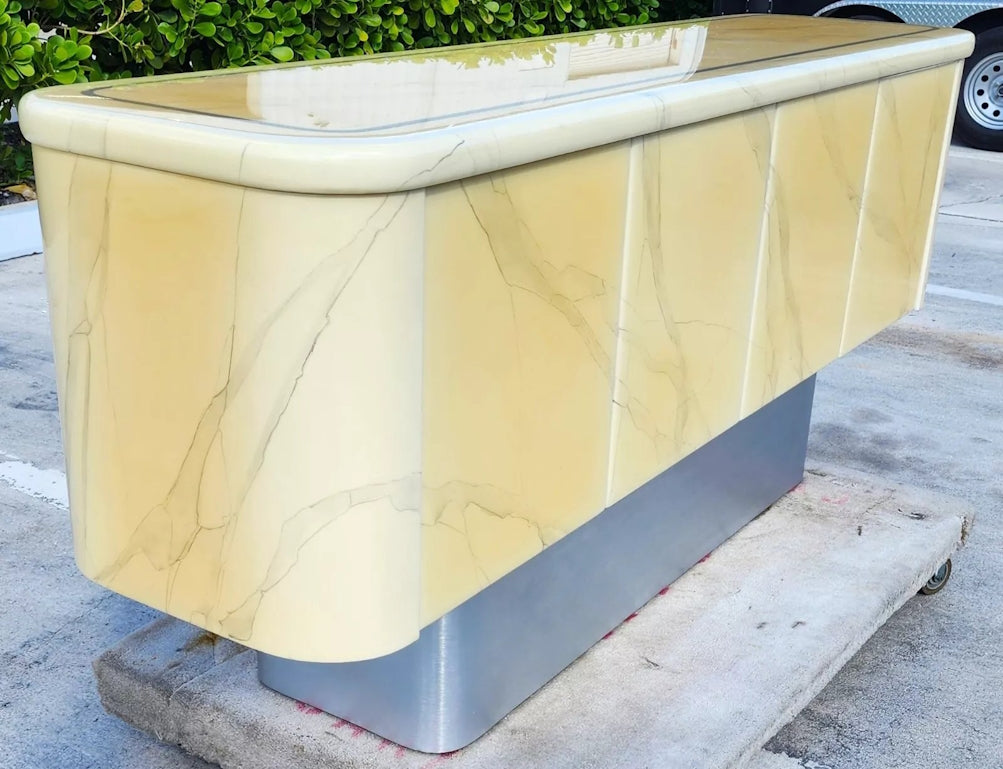 Faux Goatskin Buffet Sideboard Vintage