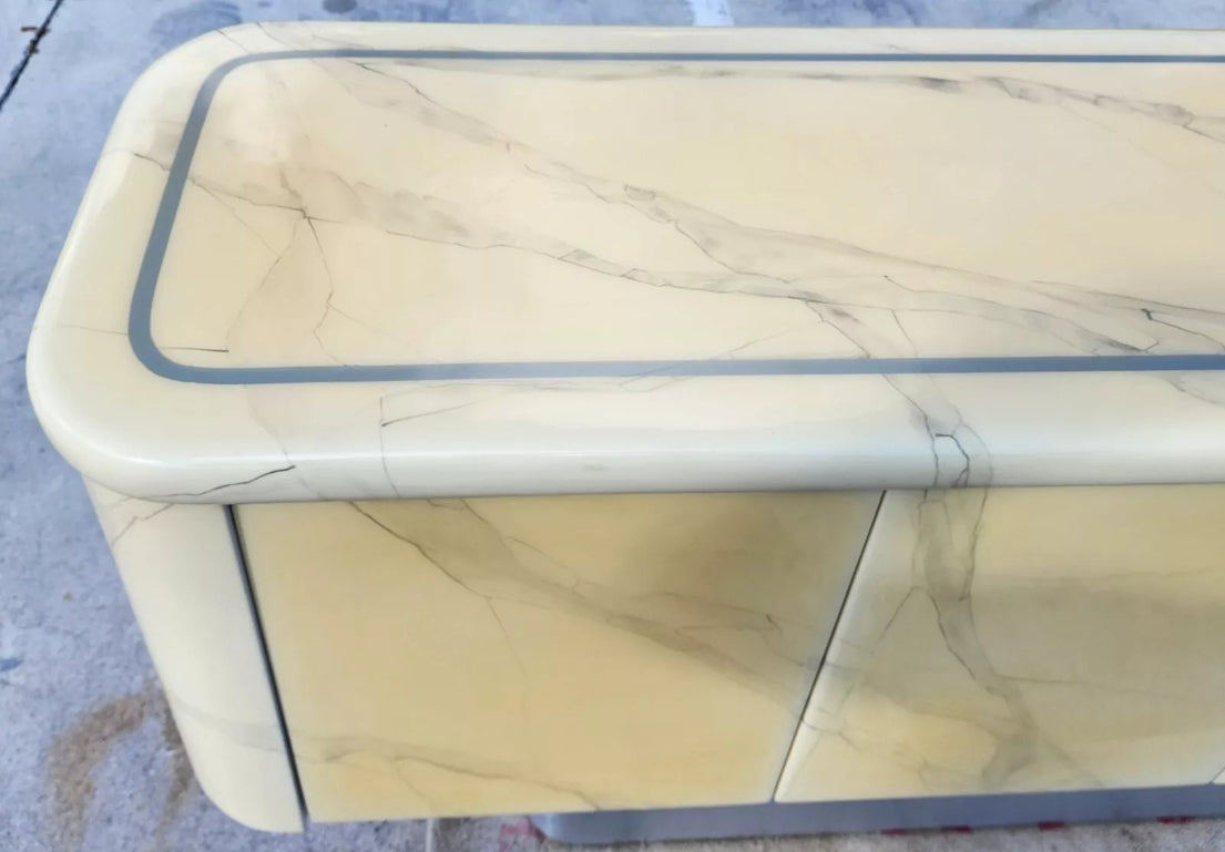 Faux Goatskin Buffet Sideboard Vintage