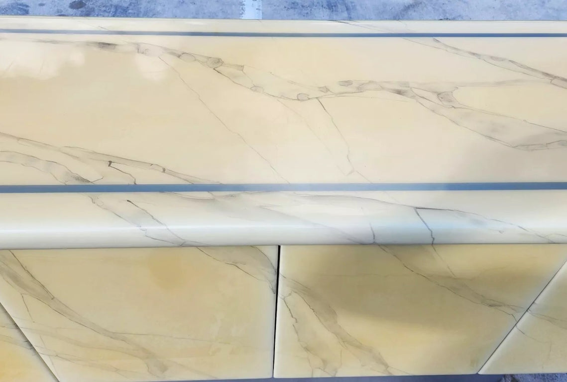 Faux Goatskin Buffet Sideboard Vintage