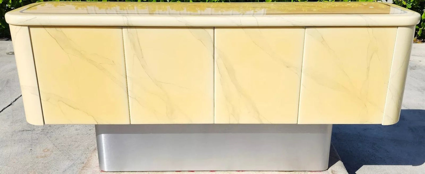 Faux Goatskin Buffet Sideboard Vintage