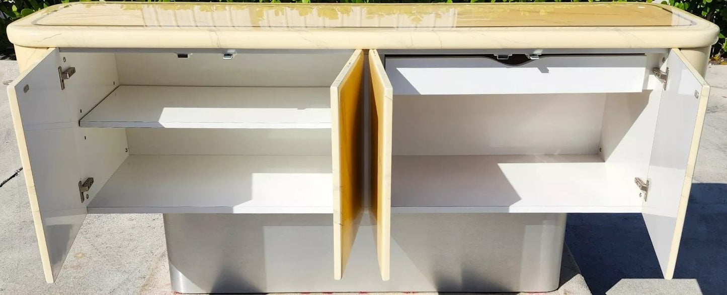 Faux Goatskin Buffet Sideboard Vintage