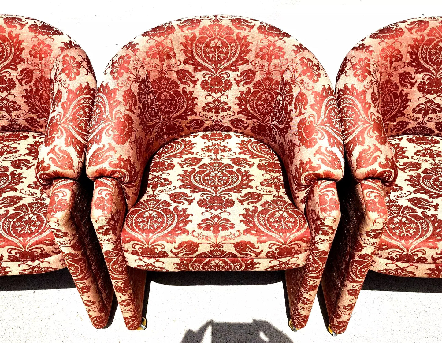 Silk Rolling Dining Game Chairs Damask Set of 4