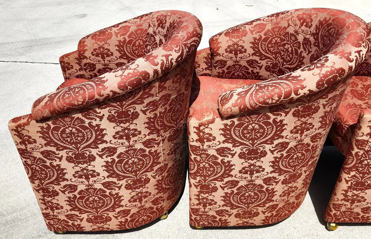 Silk Rolling Dining Game Chairs Damask Set of 4