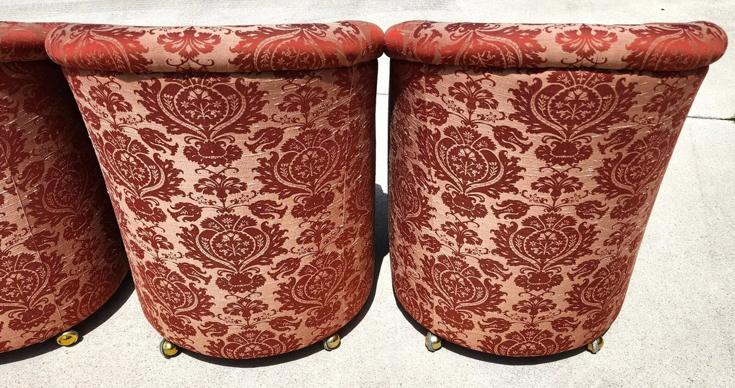 Silk Rolling Dining Game Chairs Damask Set of 4