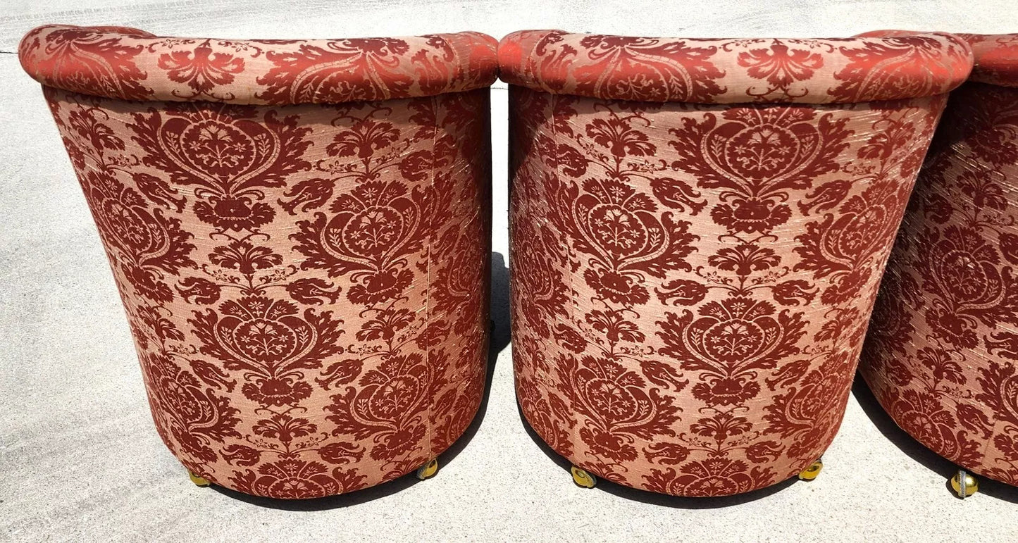 Silk Rolling Dining Game Chairs Damask Set of 4