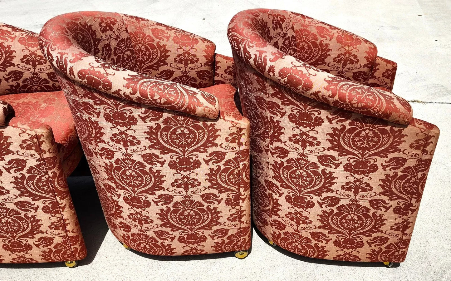 Silk Rolling Dining Game Chairs Damask Set of 4