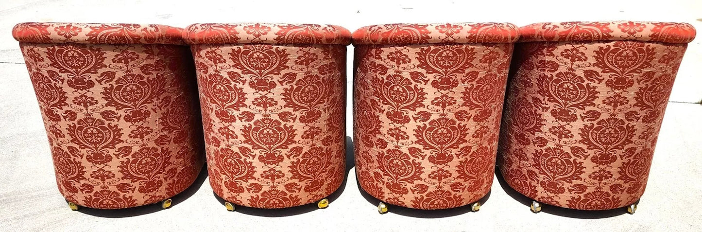 Silk Rolling Dining Game Chairs Damask Set of 4