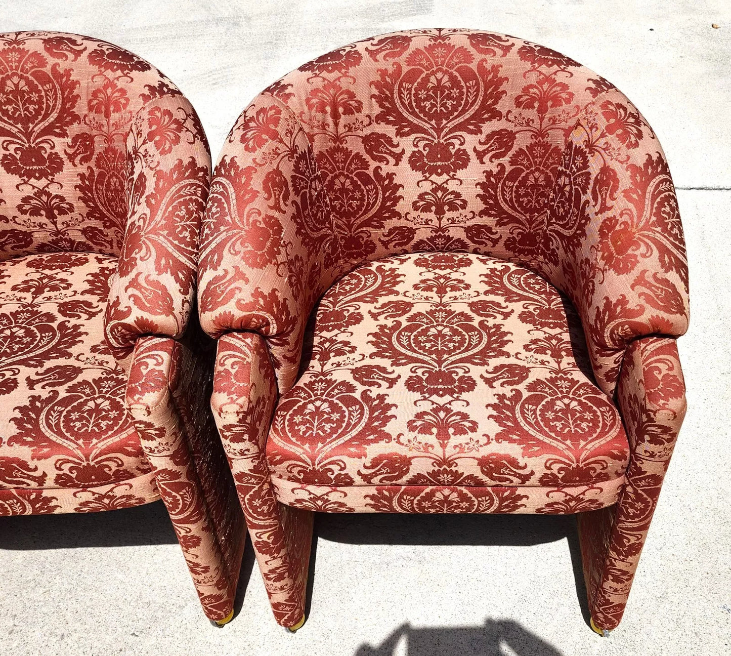 Silk Rolling Dining Game Chairs Damask Set of 4