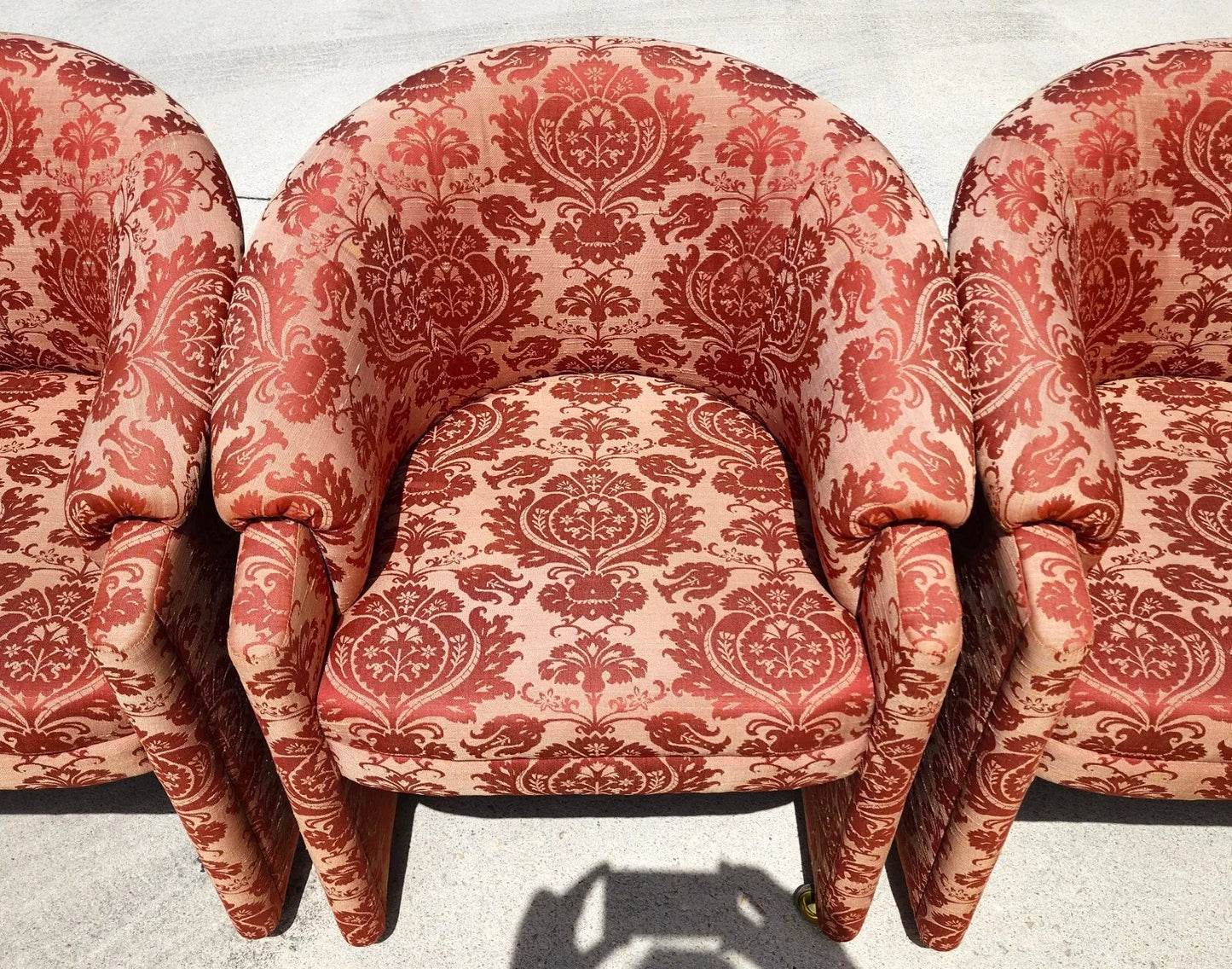 Silk Rolling Dining Game Chairs Damask Set of 4