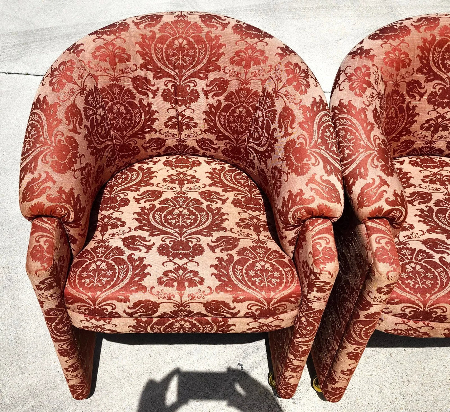 Silk Rolling Dining Game Chairs Damask Set of 4