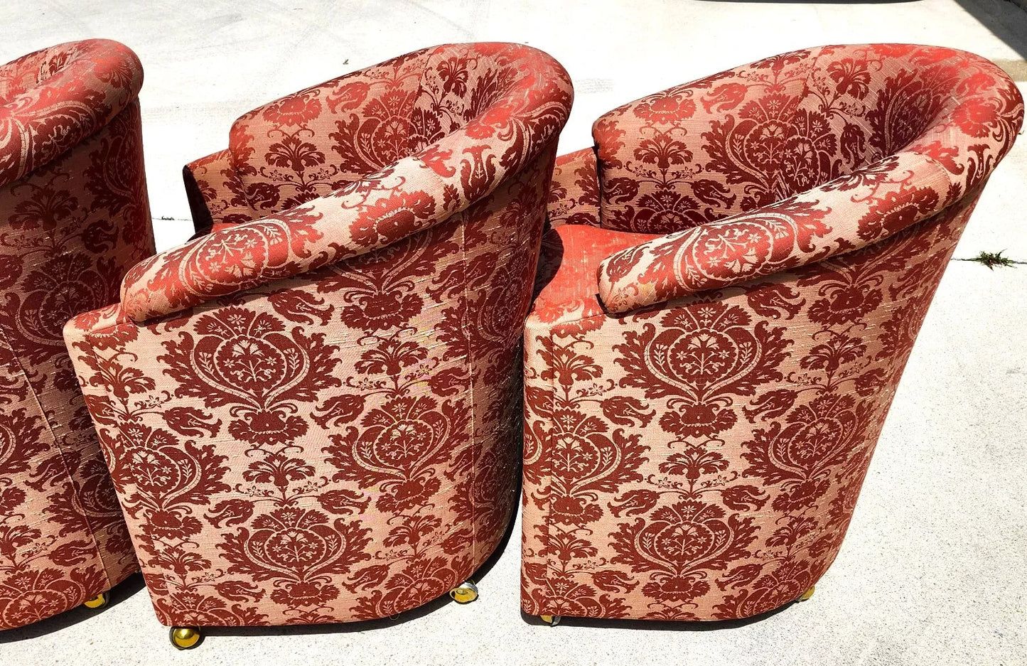 Silk Rolling Dining Game Chairs Damask Set of 4