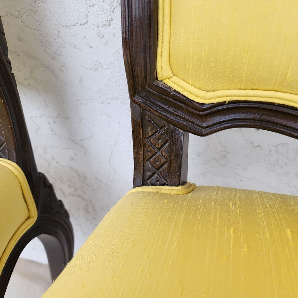 French Dining Chairs Linen Wingback by MARIANO GARCIA of Spain