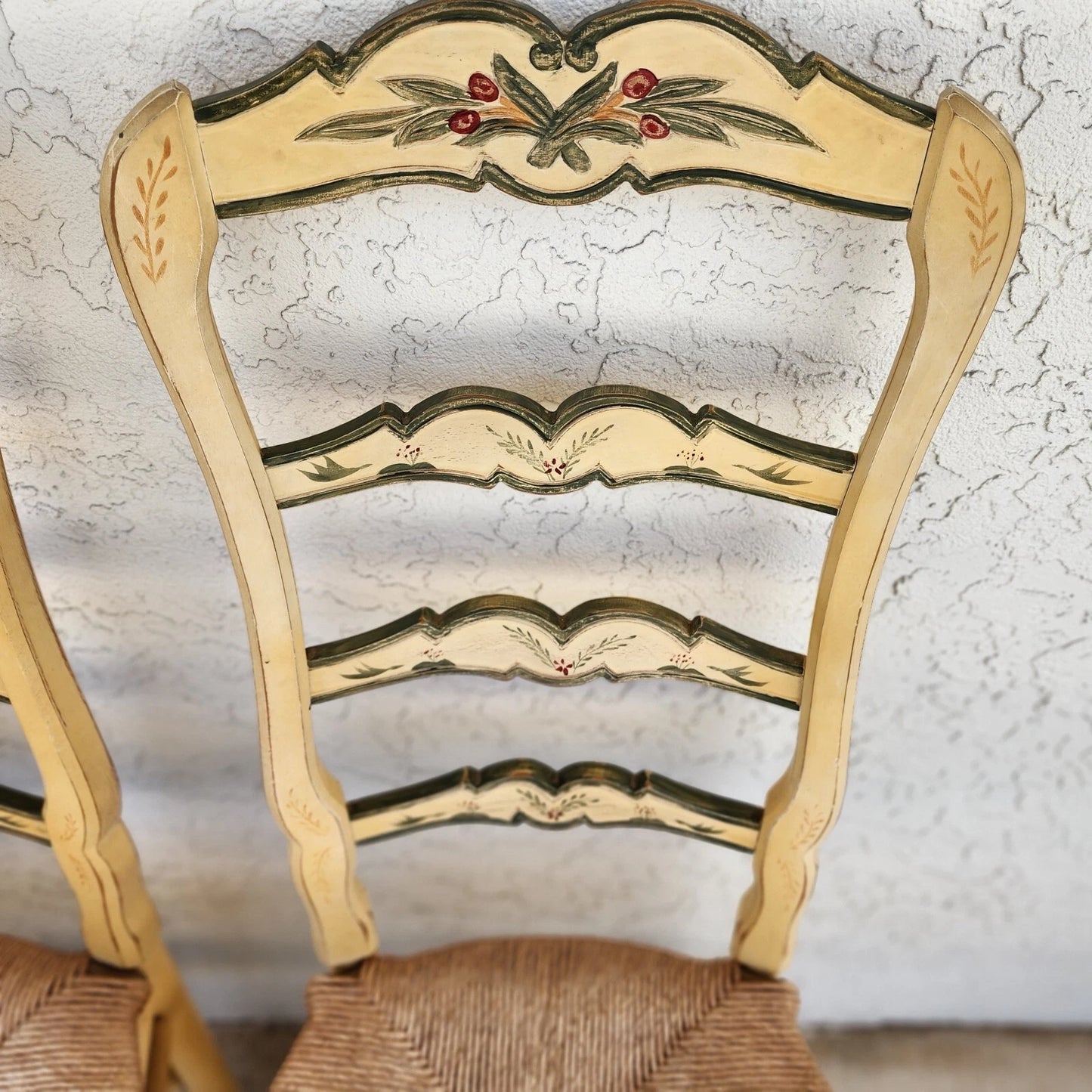 Habersham French Country Dining Chairs Rush Hand Painted