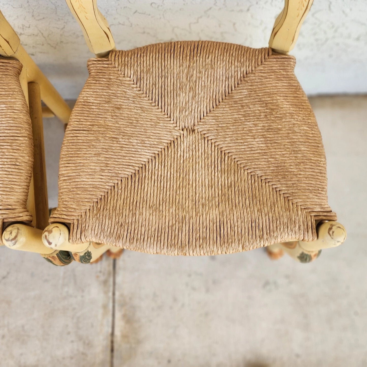 Habersham French Country Dining Chairs Rush Hand Painted