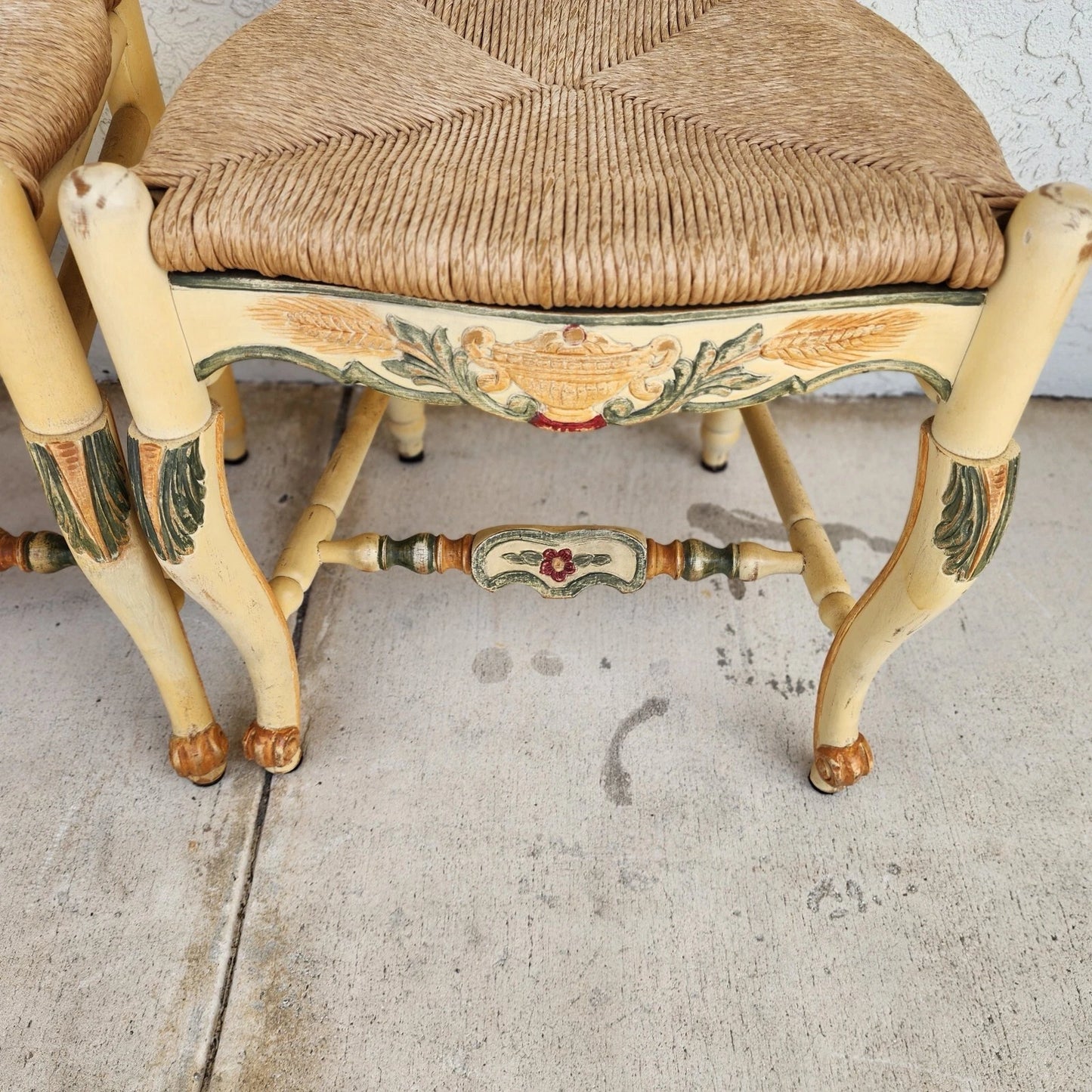 Habersham French Country Dining Chairs Rush Hand Painted
