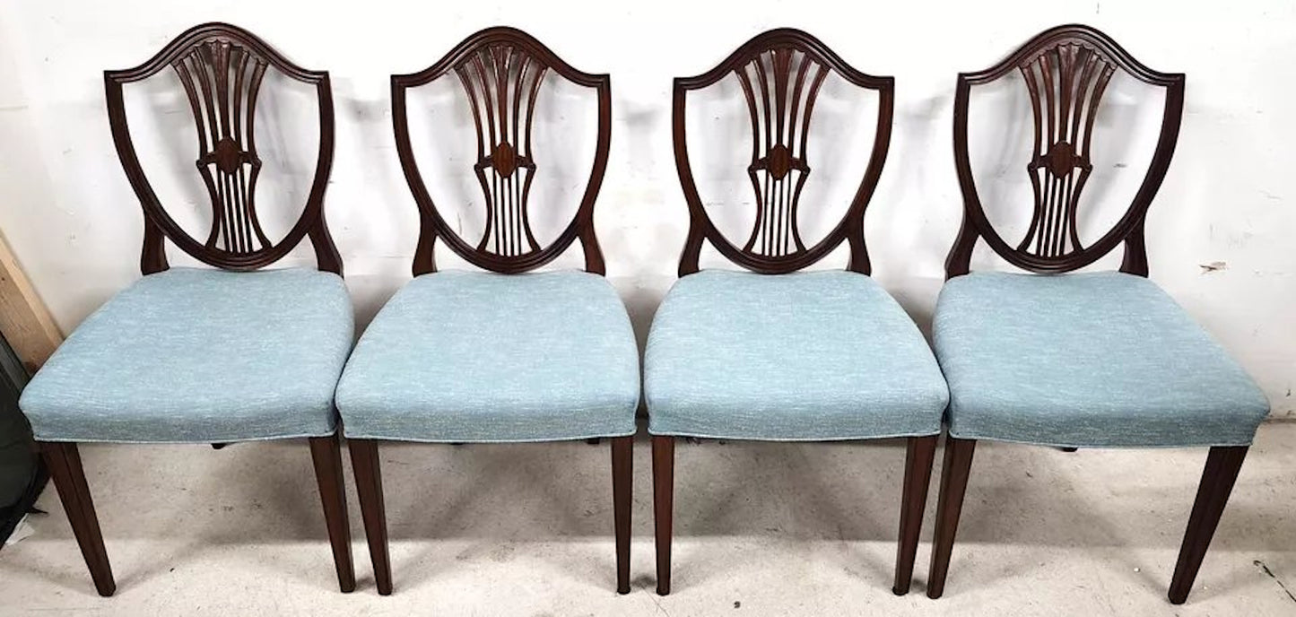 Antique Mahogany Dining Chairs Federal Hepplewhite Shield Back Set of 6