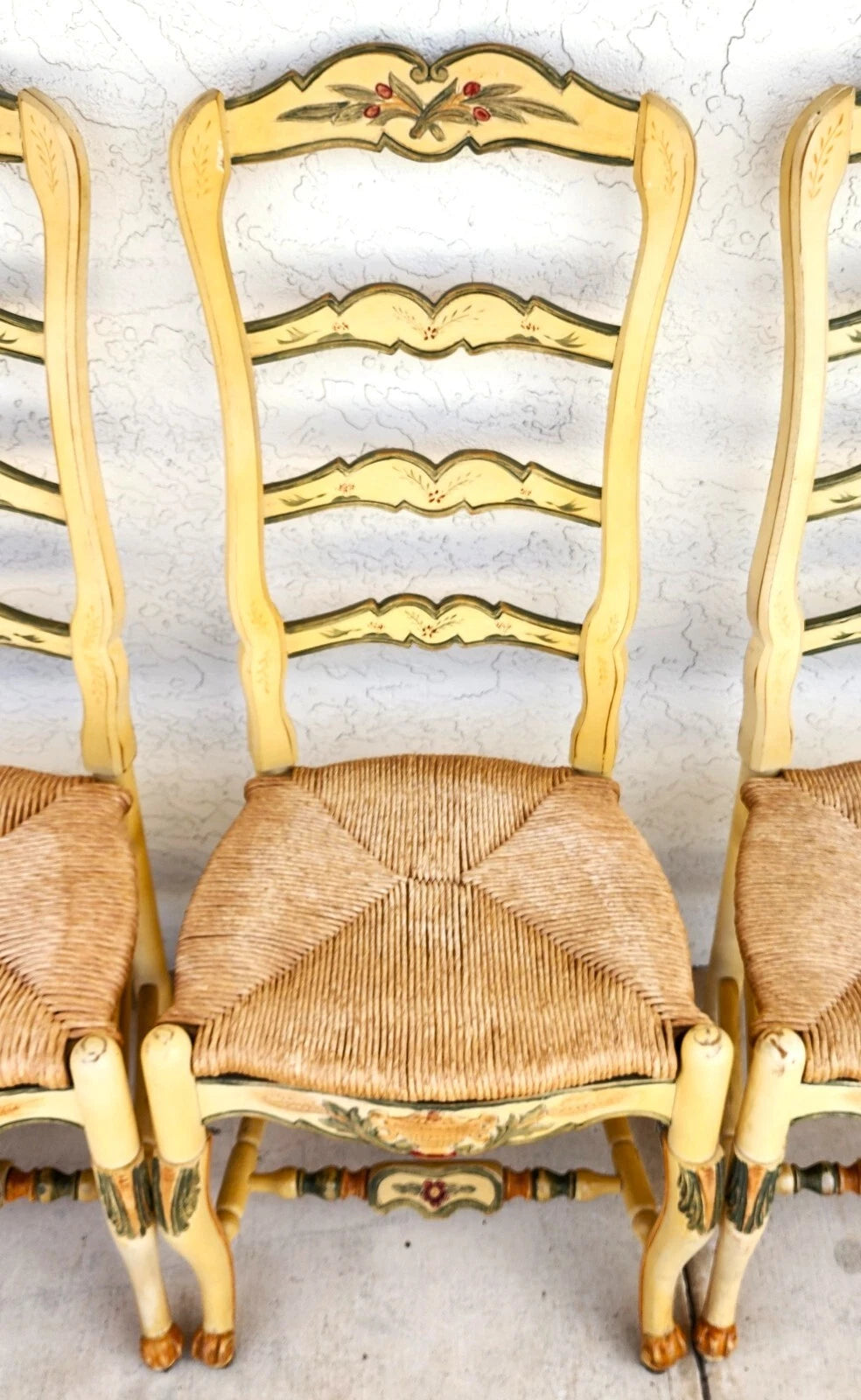 Habersham French Country Dining Chairs Rush Hand Painted