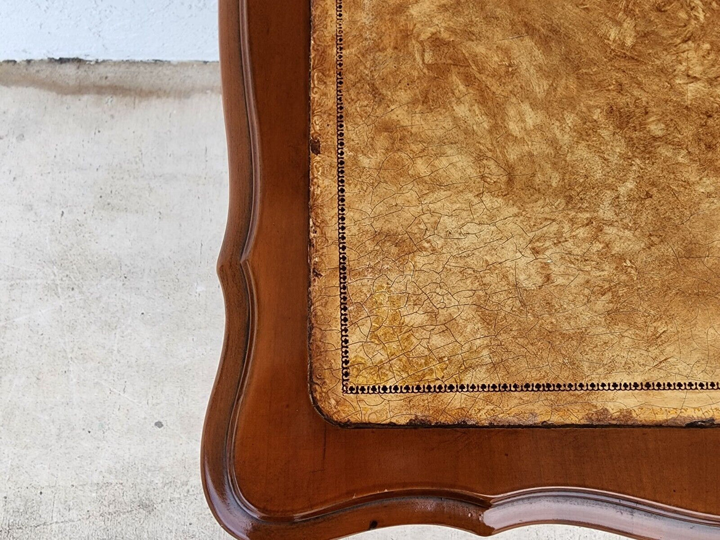 Vintage French Side Tables Walnut Leather Top by HAMMARY