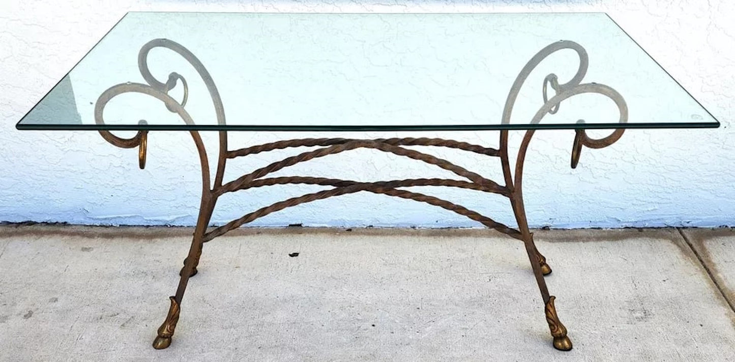 Italian Hoof Footed Iron Console Sofa Table
