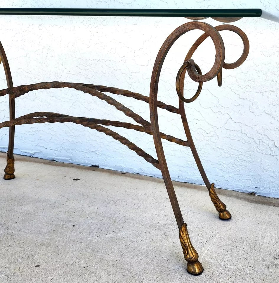 Italian Hoof Footed Iron Console Sofa Table