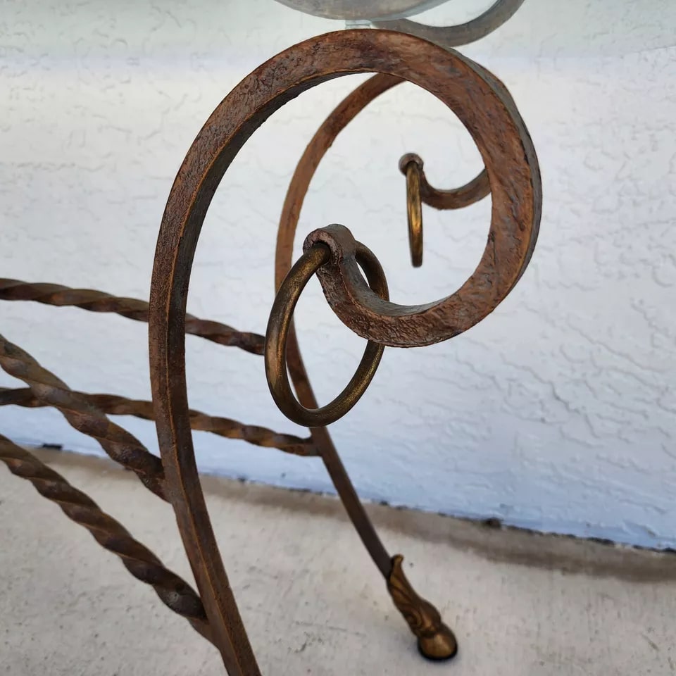 Italian Hoof Footed Iron Console Sofa Table