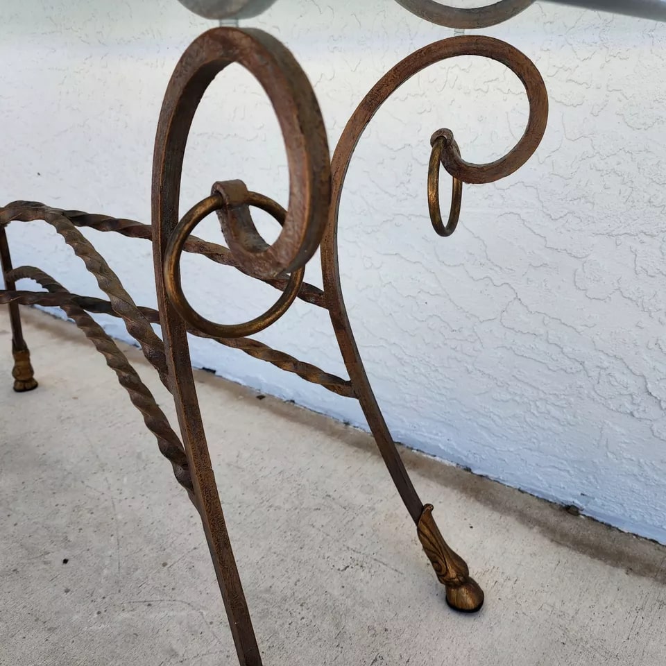 Italian Hoof Footed Iron Console Sofa Table
