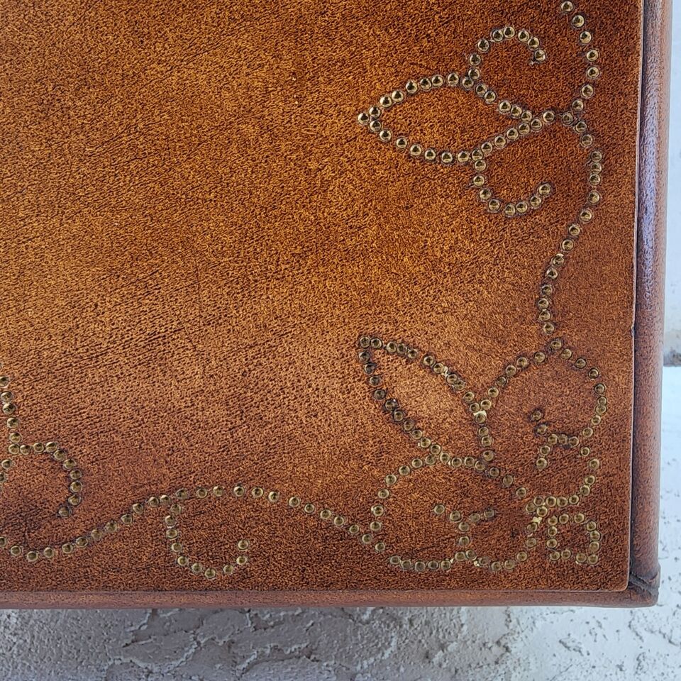 Italian Box Table Leather Wrapped Wrought Iron