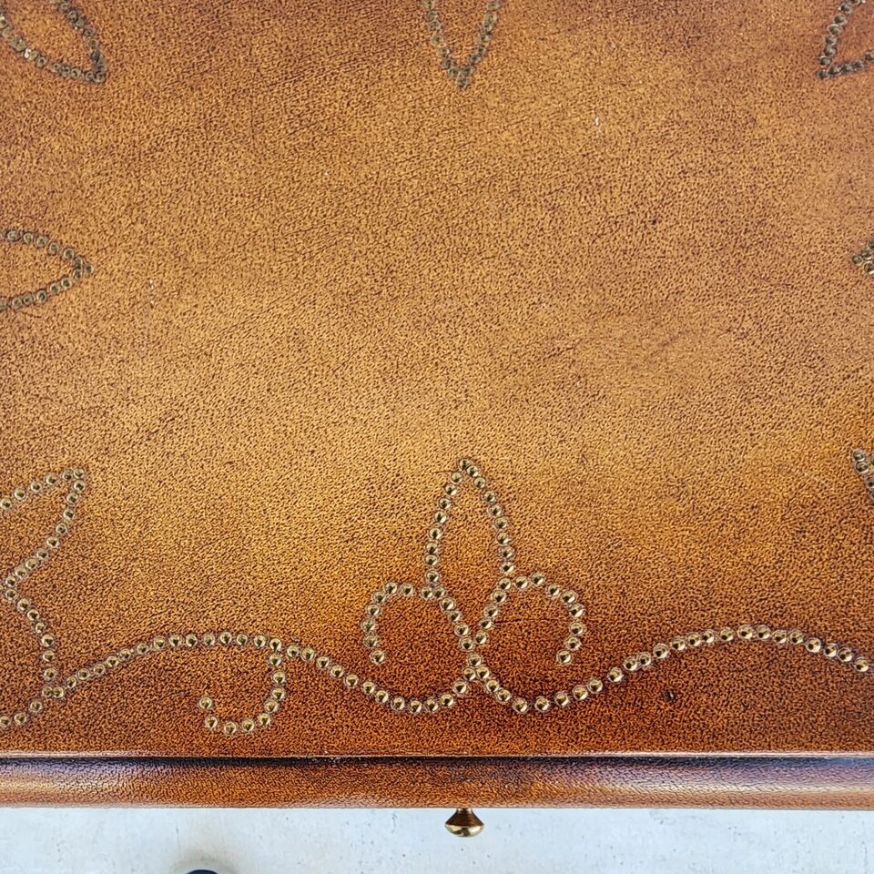 Italian Box Table Leather Wrapped Wrought Iron