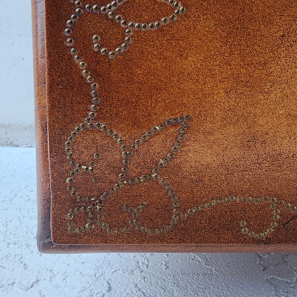 Italian Box Table Leather Wrapped Wrought Iron