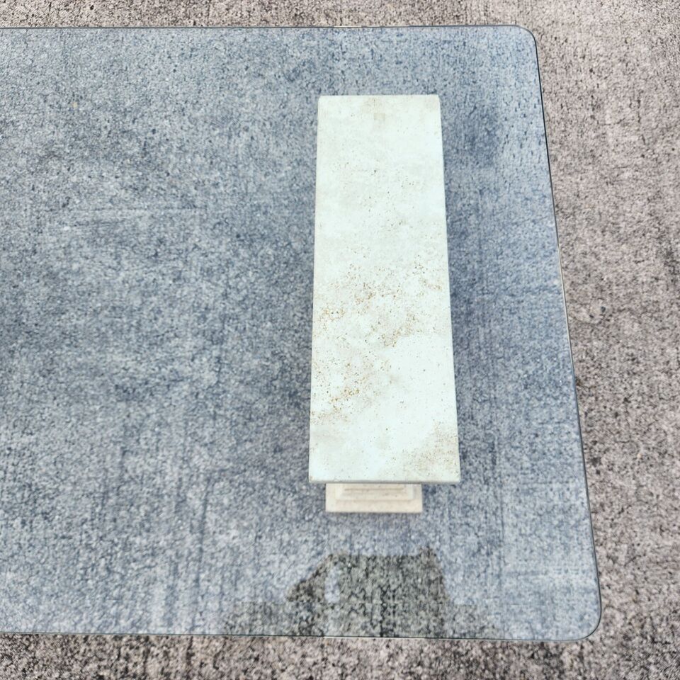 Italian Neoclassical Coffee Table Lucite Marble Glass 1970s