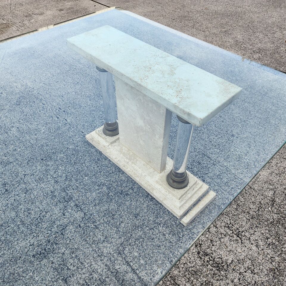 Italian Neoclassical Coffee Table Lucite Marble Glass 1970s