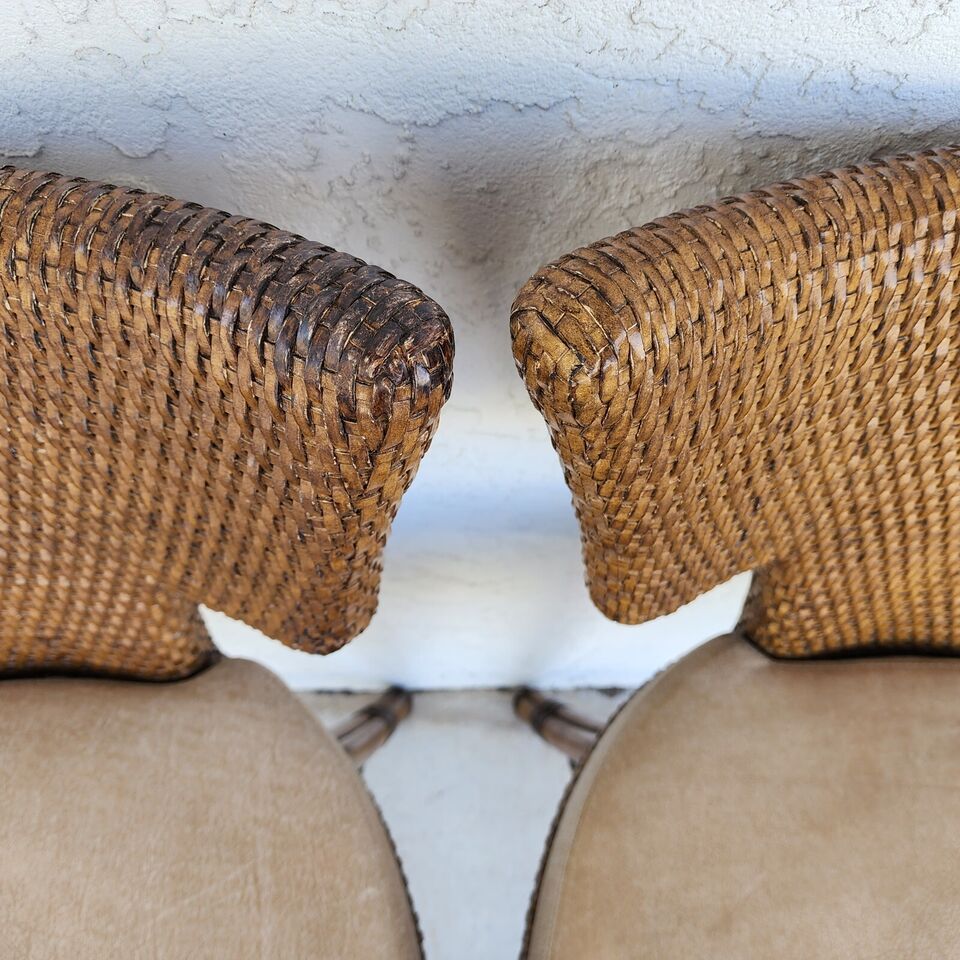 KREISS Bamboo Counter Stools Leather Pair