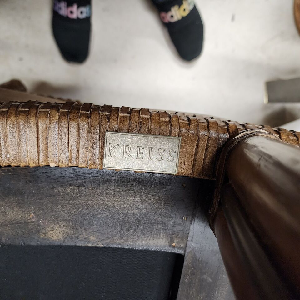 KREISS Bamboo Counter Stools Leather Pair