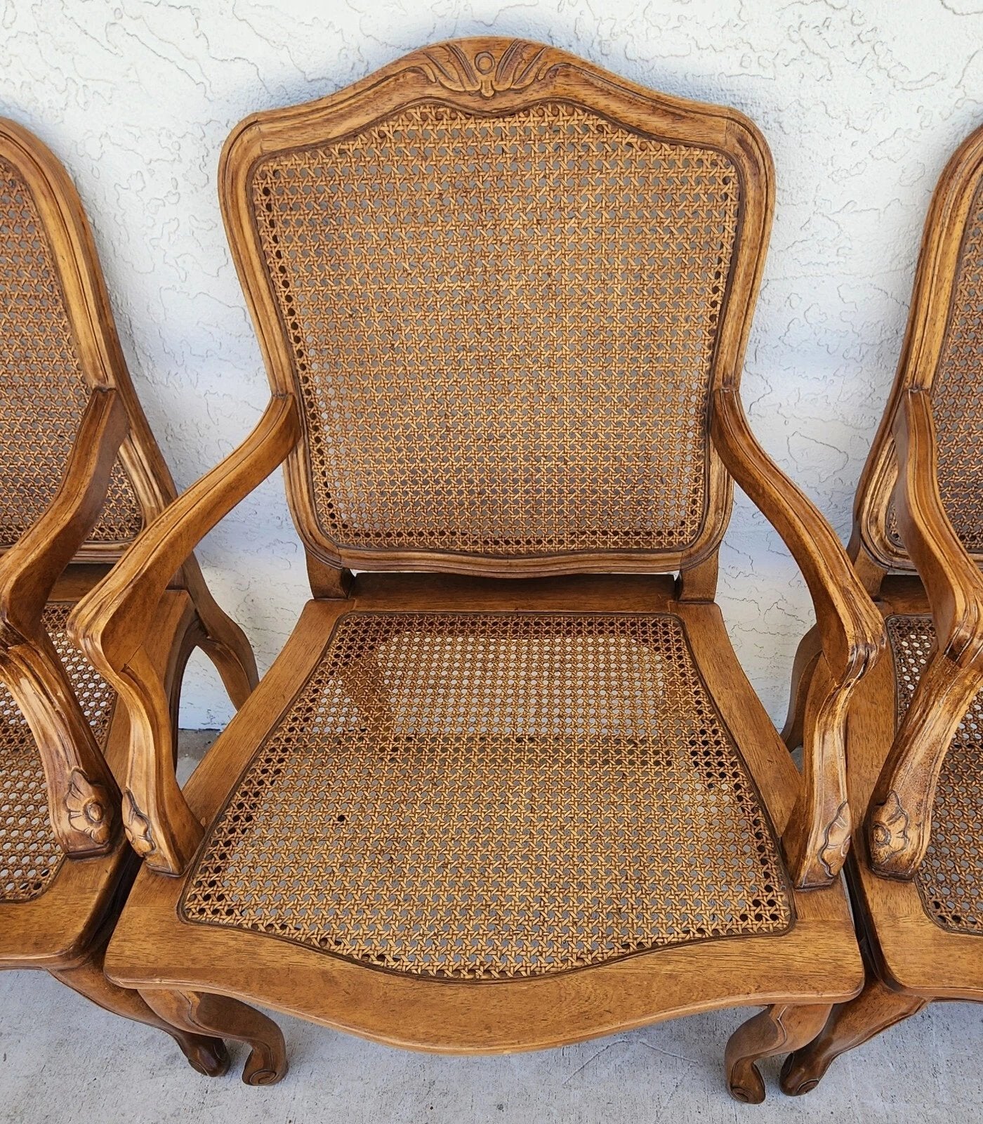 Louis XV Caned Armchairs by Century Chair Co