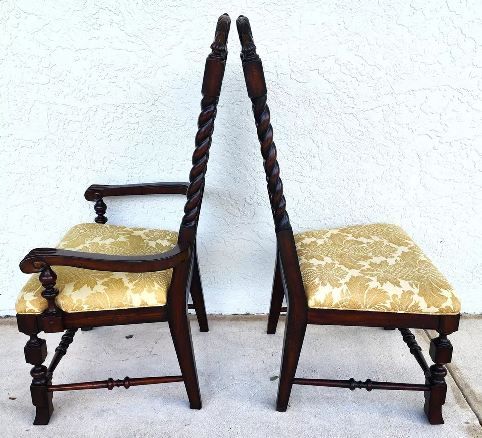 Set of 10 Lexington Dining Chairs Barley Twist Cane