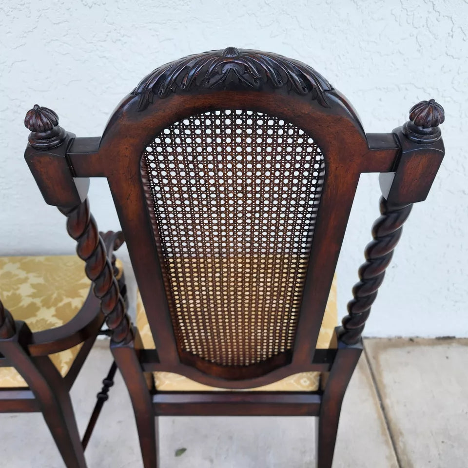 Set of 10 Lexington Dining Chairs Barley Twist Cane