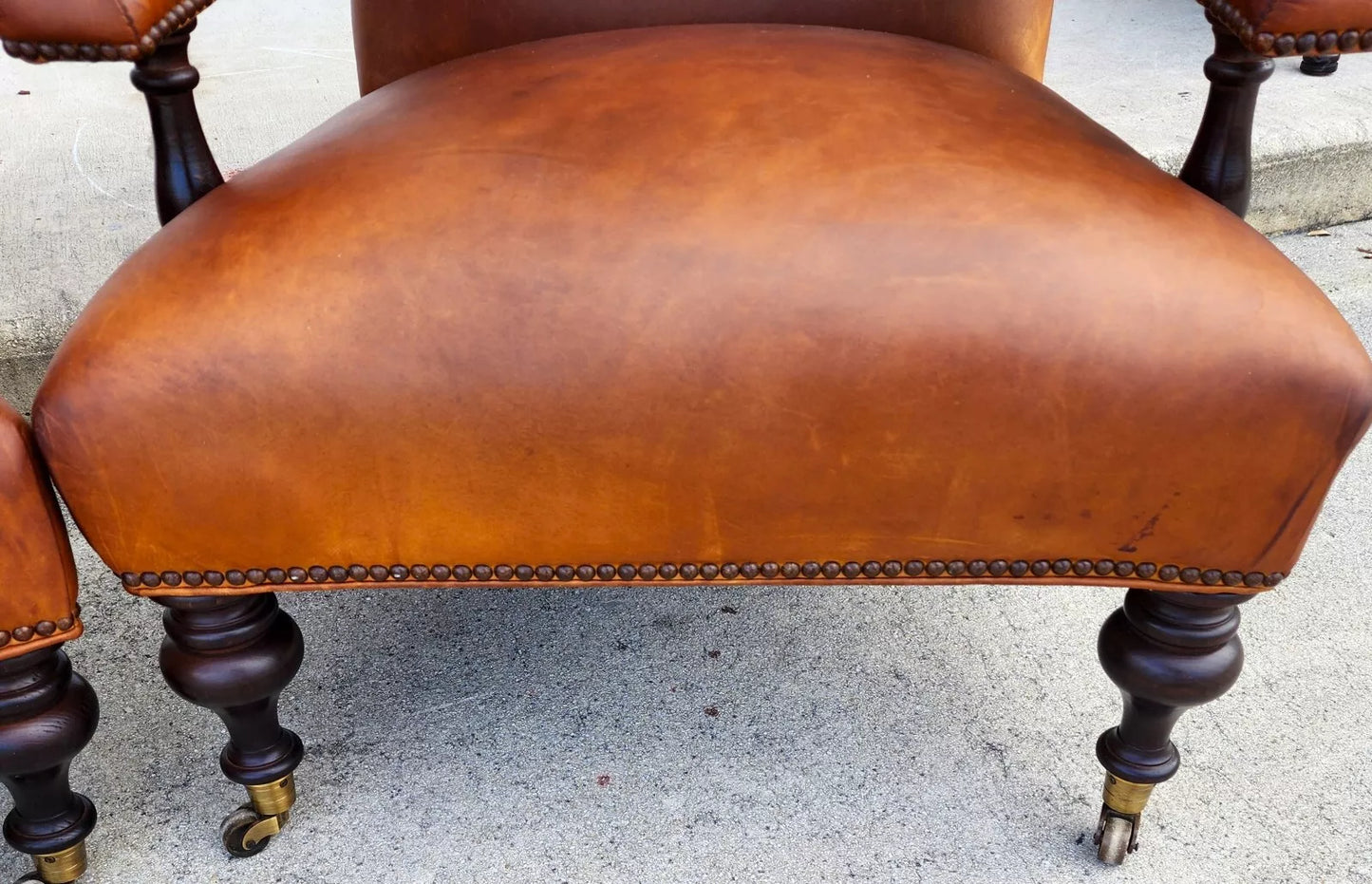 Vintage English Leather Library Chairs by Lee Industries Pair