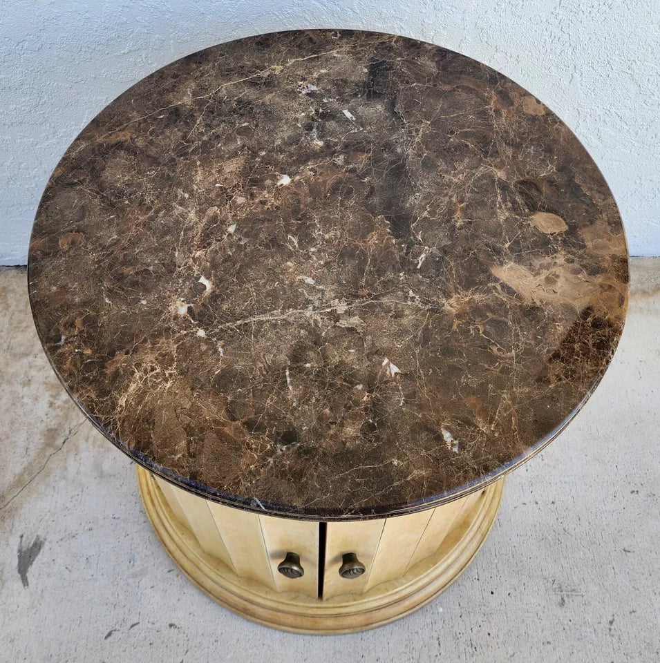 LEXINGTON Italian Marble Drum Side Center Table