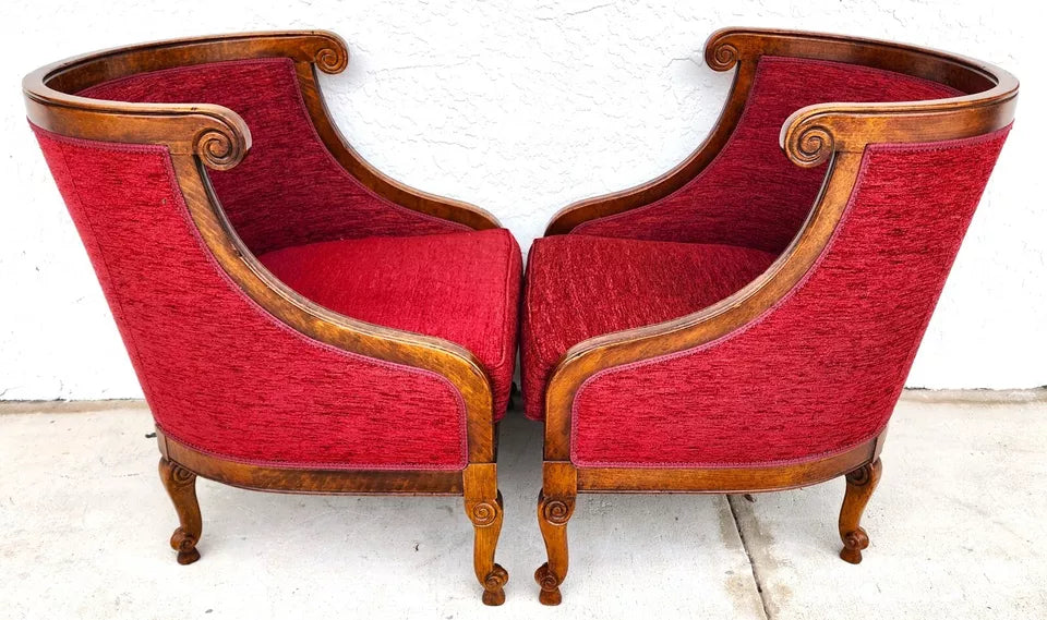 French Louis XV Accent Chairs Pair
