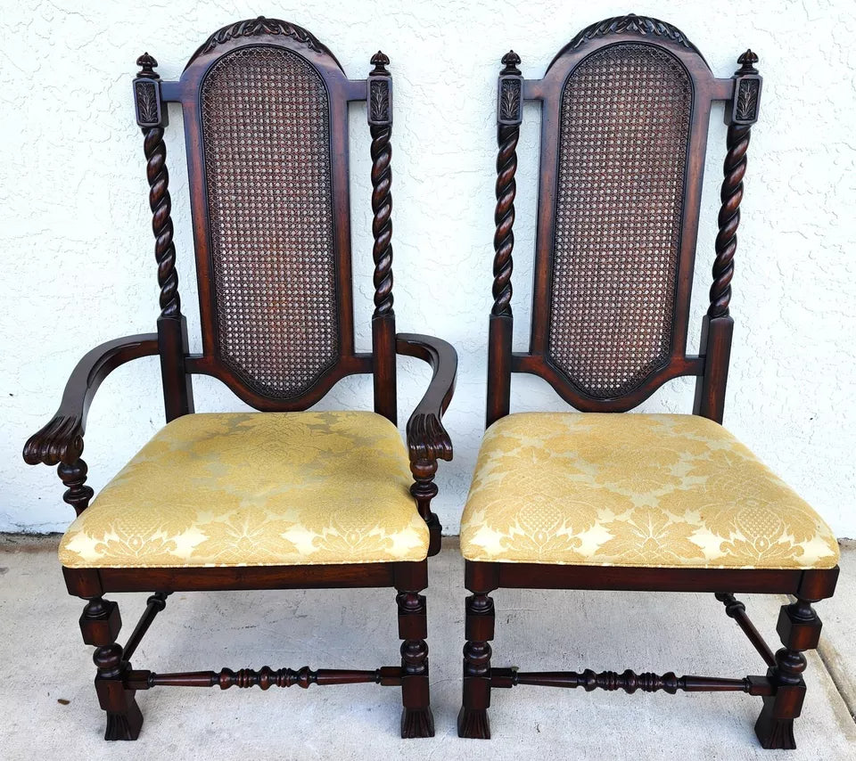 Set of 10 Lexington Dining Chairs Barley Twist Cane