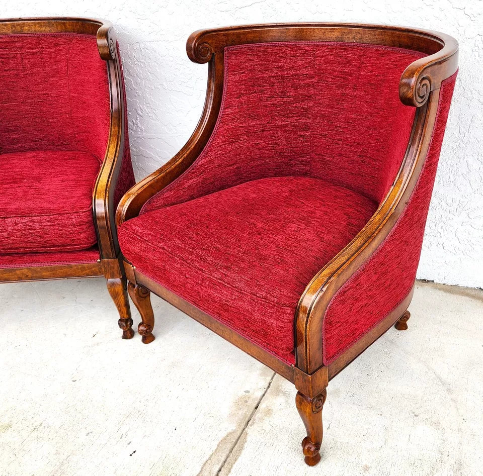 French Louis XV Accent Chairs Pair
