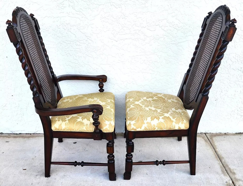 Set of 10 Lexington Dining Chairs Barley Twist Cane